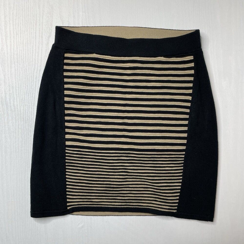 Rag & Bone Bodycon Mini Skirt Women XS Black Beige Textured Stretch Sexy Party
